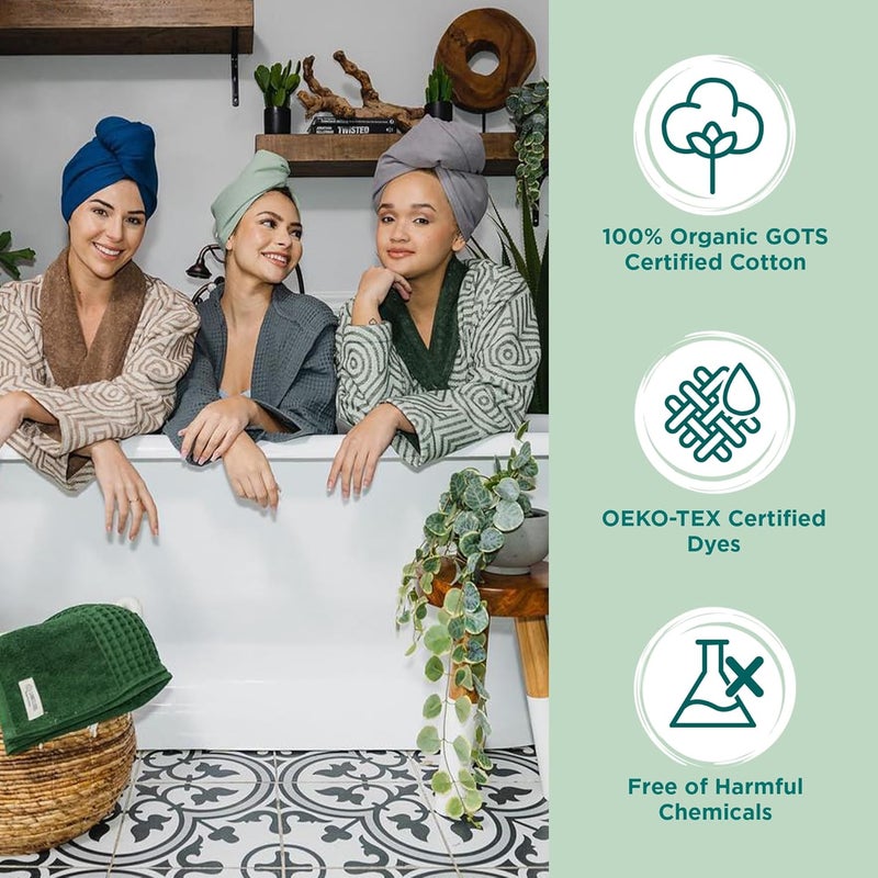 Sand Cloud Hair Towel Wrap for Women & Men, (Grey, Classic) - 100% Turkish Cotton Quick Hair Drying Towel Wrap - Absorbent Half Terry Weave Hair Plop Head Towel Wrap with Binding Edge - Image 5